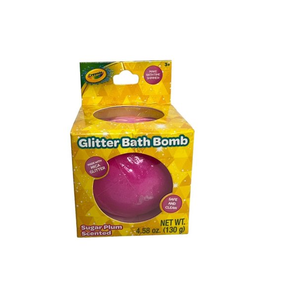 Crayola Glitter Bath Bomb Sugar Plum Scented Shimmer Pink Color Single - Picture 1 of 3